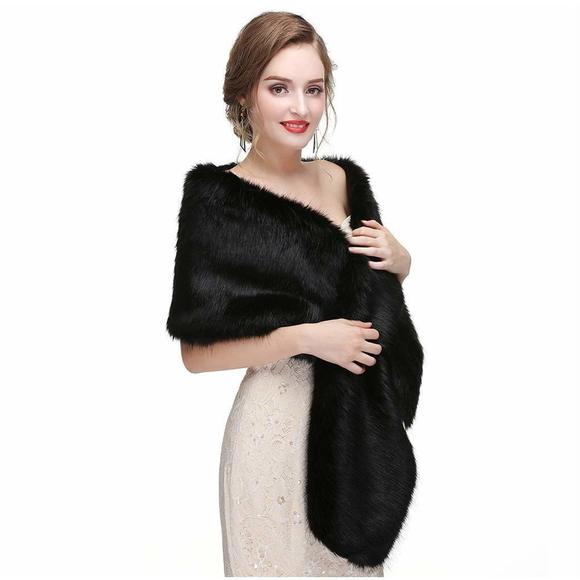 Women's 1920 Faux Fur Stole Bridal Winter Fur Wraps And Shawls Wedding Faux😇 - Picture 7 of 9